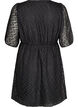 Short dress with batwing sleeves and dotted texture, Black, Packshot image number 1
