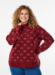 Patterned knitted top with a high neck, Dark Bordeaux, Model image number 0
