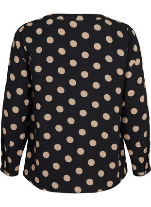 FLASH - Long sleeve blouse with print, Black Brown Dot, Packshot image number 1
