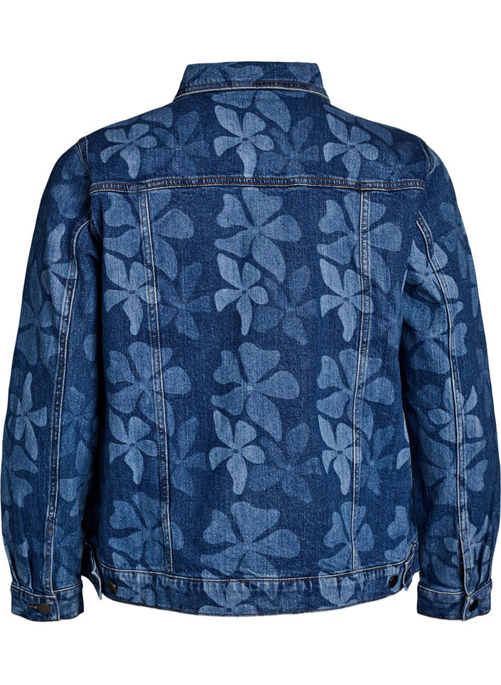 Denim jacket with floral pattern, Blue, Packshot image number 1
