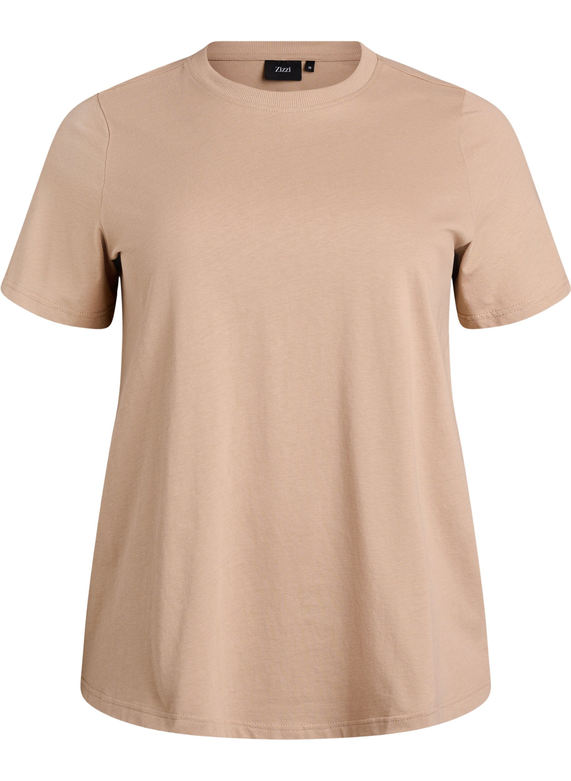 ZizzifashionBasic cotton T-shirt with round neck, Beige, Packshot image number 0