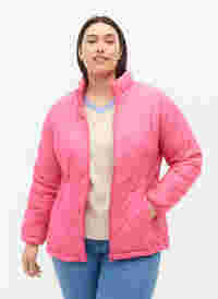 Quilted jacket with zip and pockets, Hot Pink, Model