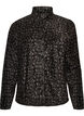 Fleece jacket with leopard print and a high collar, Black, Packshot image number 0