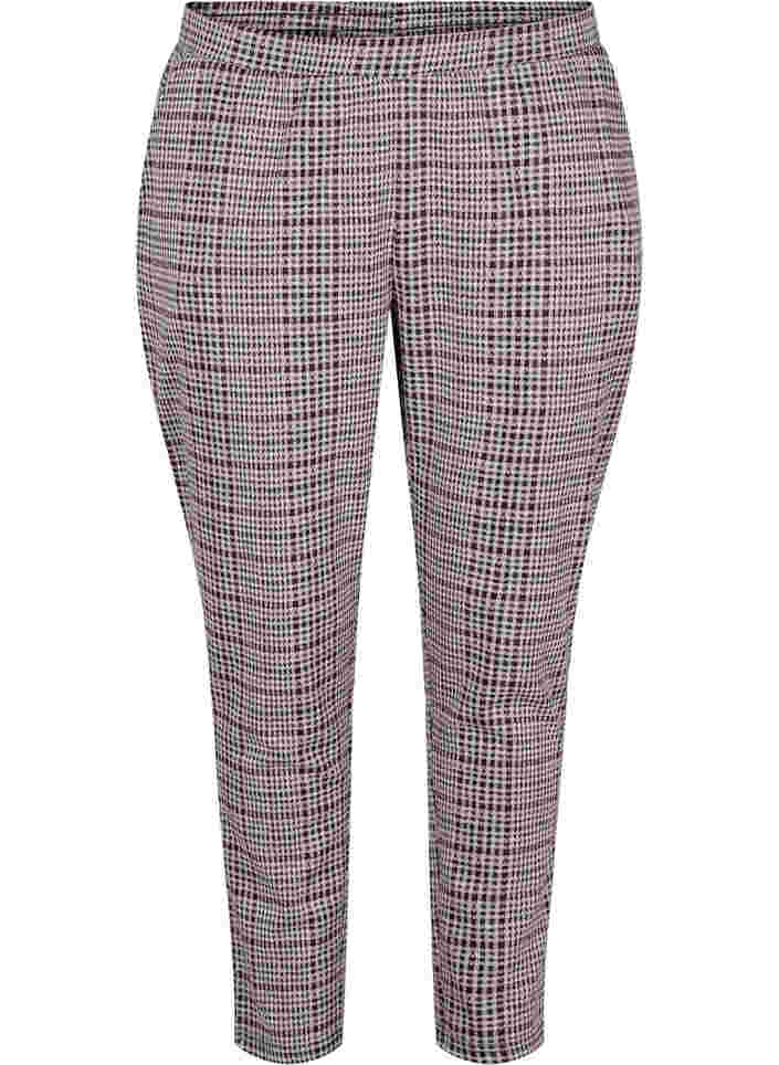 Cropped Maddison trousers with checkered pattern, Brown Check, Packshot image number 0