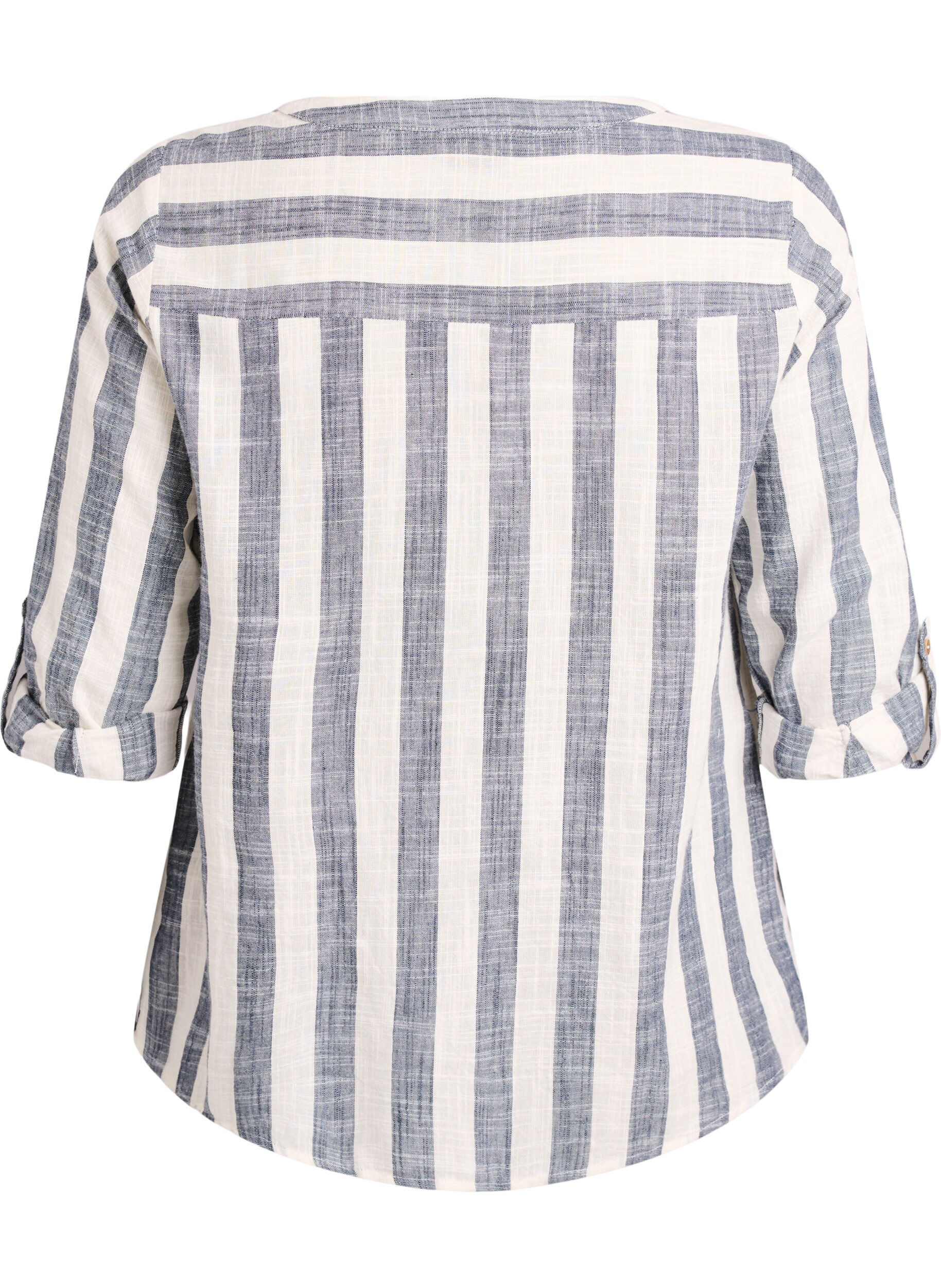 ZizzifashionCotton shirt blouse with V-neck, Blue, Packshot image number 1