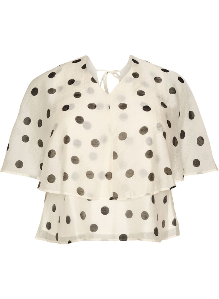 Layered top with polka dot pattern, Vanilla, Packshot image number 0