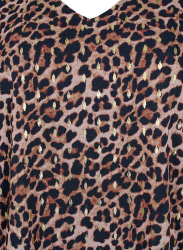Leo blouse with long sleeves and v-neck, Leopard AOP, Packshot image number 2