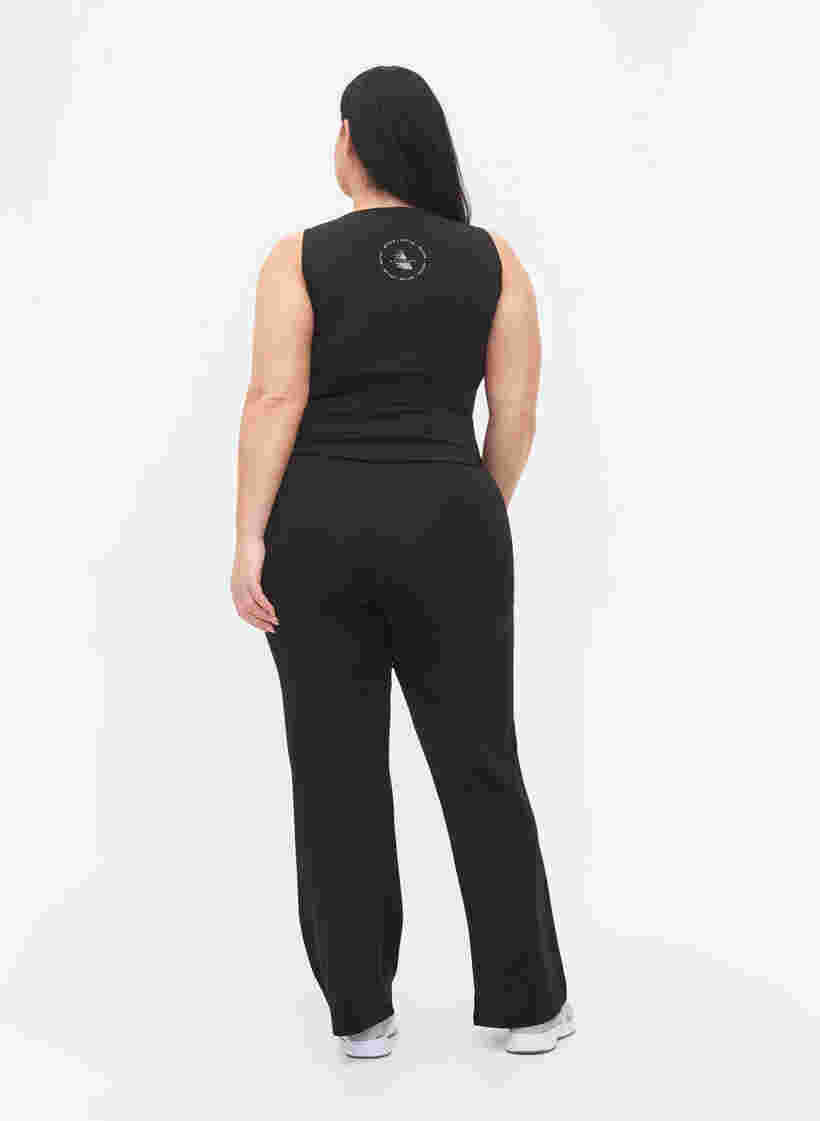 Flared sport tights with high waist, Black, Model image number 1