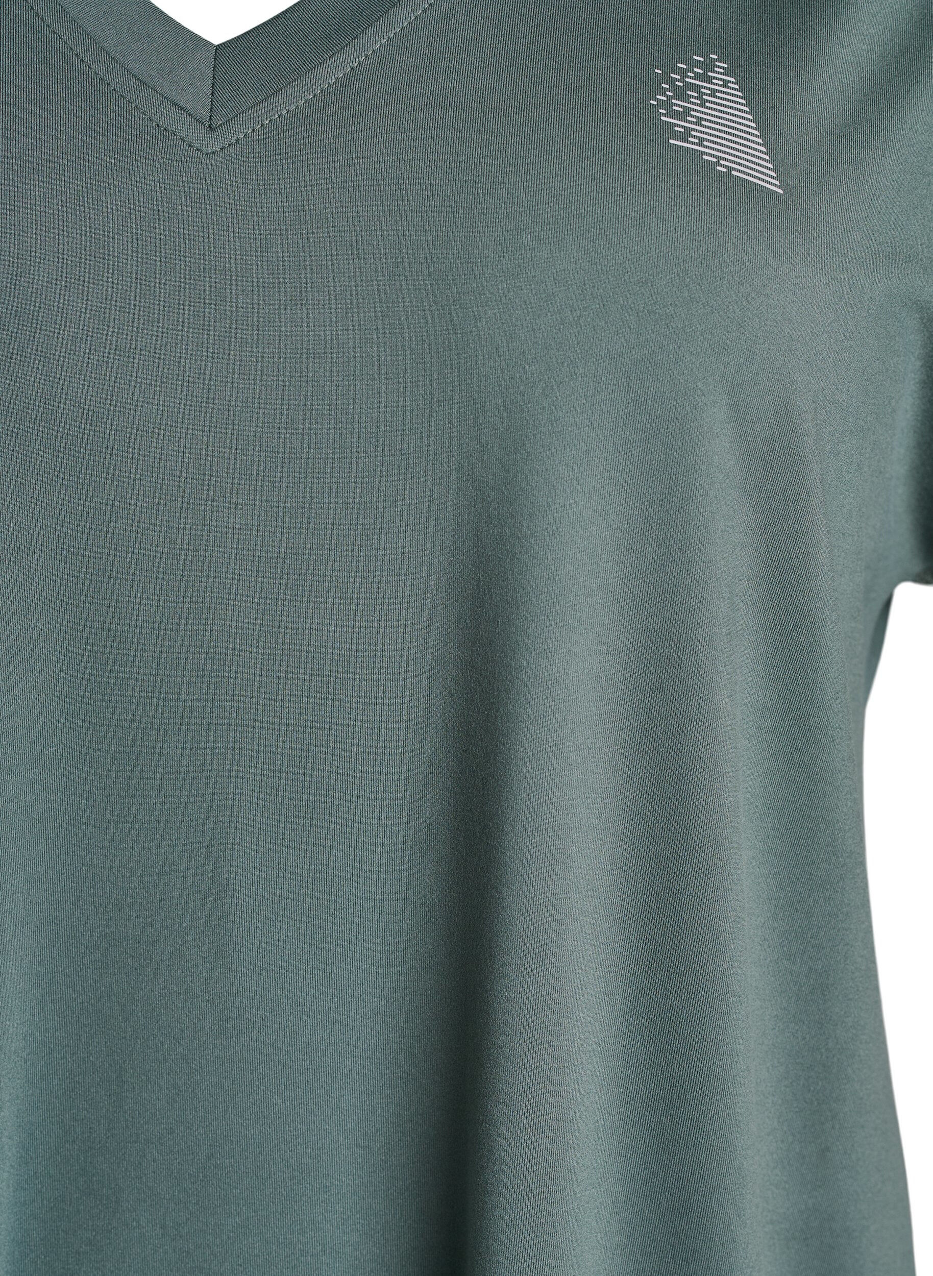 ZizzifashionLoose training t-shirt with v-neck, Green, Packshot image number 2