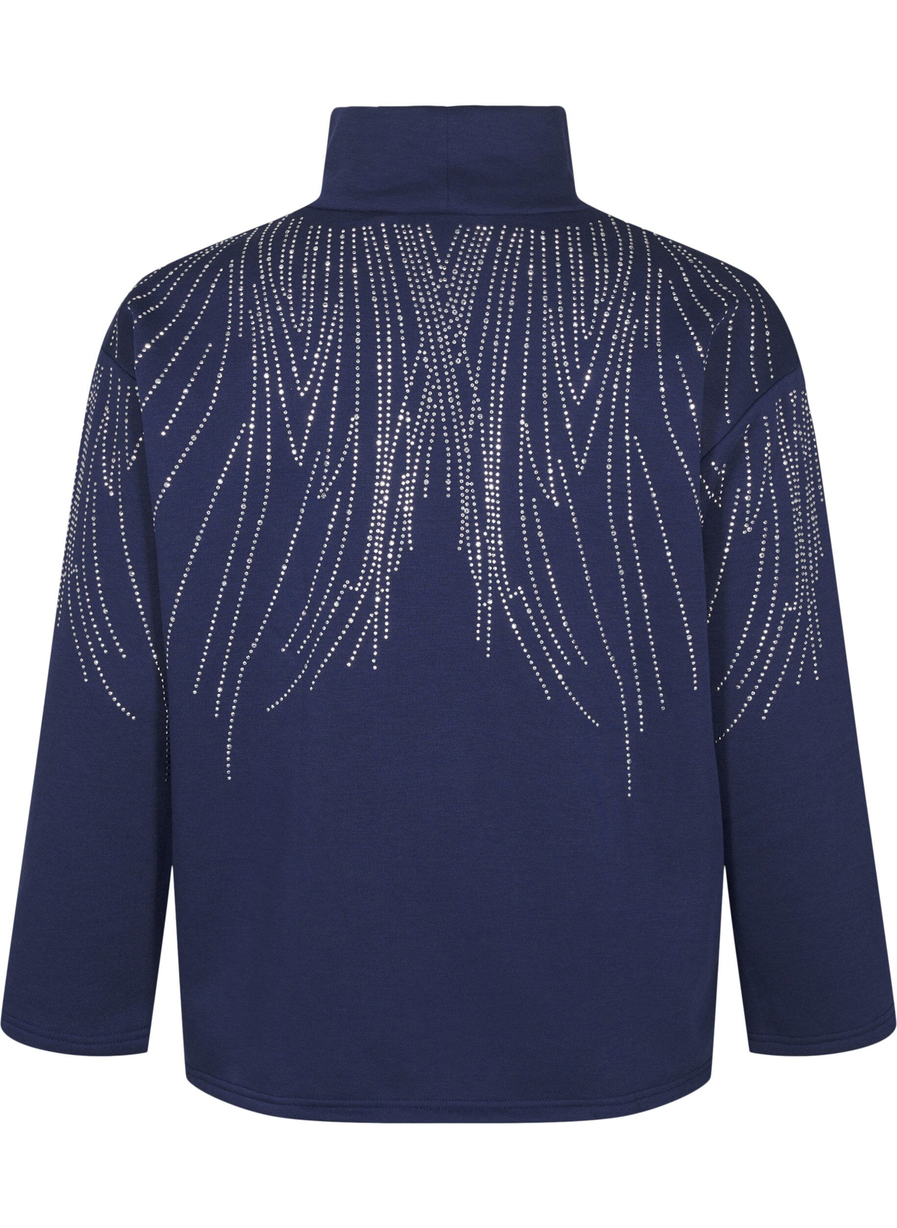 Zizzifashion Sweatshirt with high neck and rhinestones, Naval Academy, Packshot image number 1