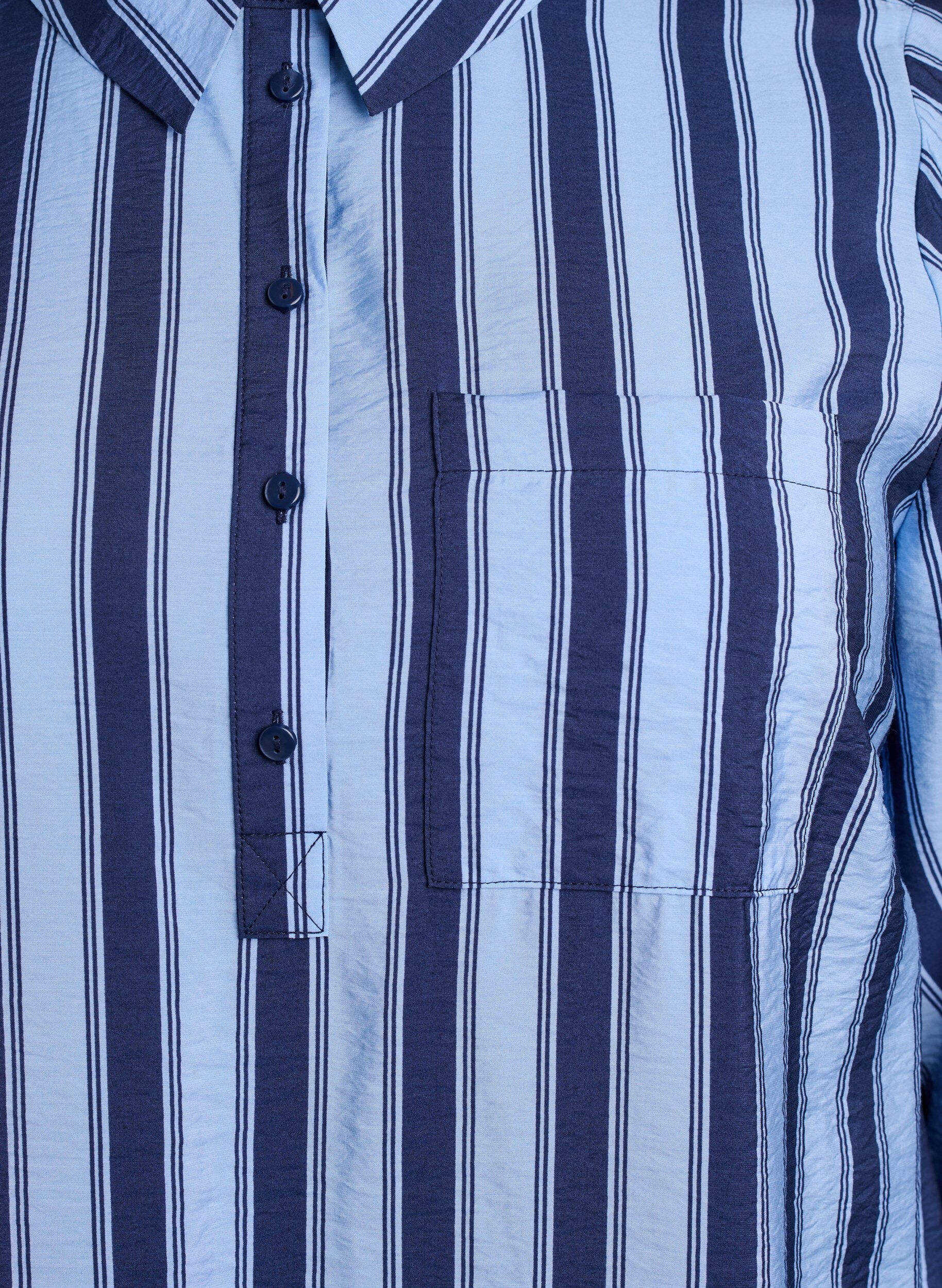 ZizzifashionShort dress with collar and chest pocket, Blue, Packshot image number 2