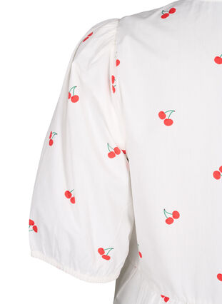 Dress with cherry print and a-shape, B. White/Cherry, Packshot image number 3