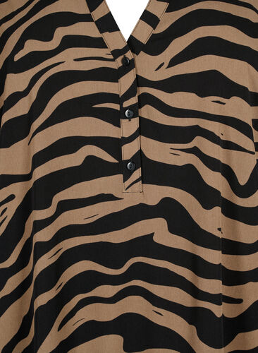 Long-sleeved tunic with zebra print, Black/Brown Zebra, Packshot image number 2