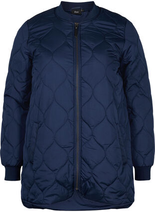 Quilted thermal jacket with zip, Navy Blazer, Packshot image number 0
