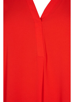 Short-sleeved blouse with v-neckline, Fiery Red, Packshot image number 2