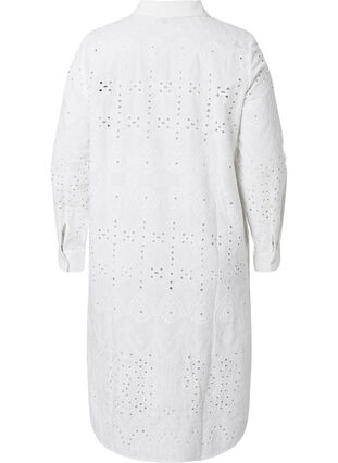 Shirt dress with embroidery anglaise, Bright White, Packshot image number 1