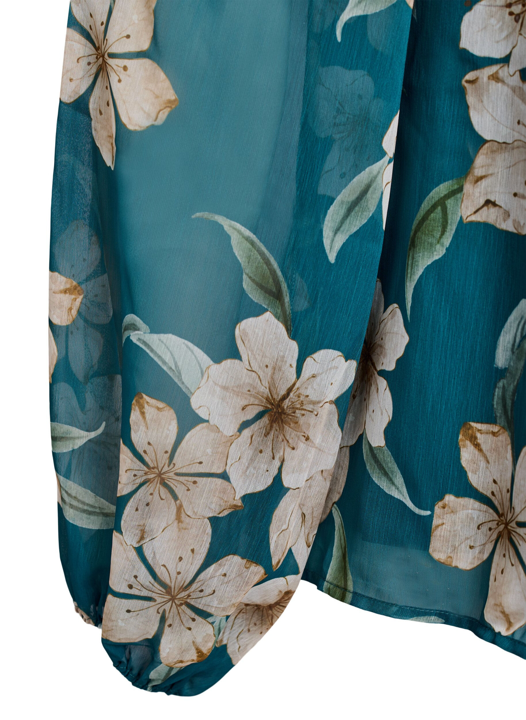ZizzifashionChiffon blouse with floral print and long sleeves, Green, Packshot image number 3