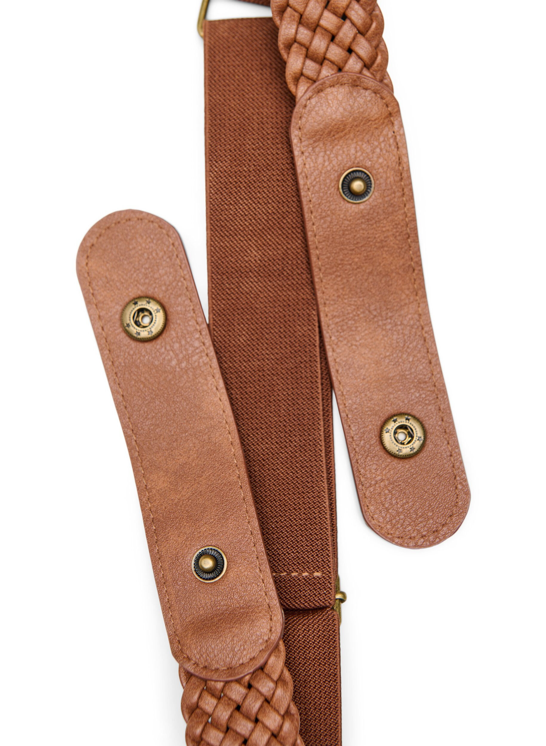 Zizzifashion Braided elastic belt, Brown, Packshot image number 1