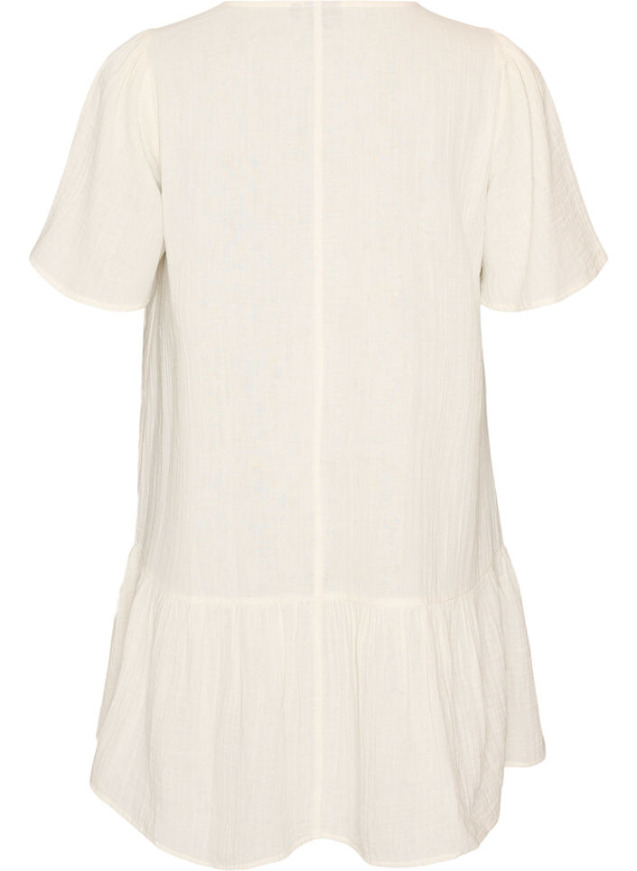 Cotton short-sleeved dress with a-line cut, Vanilla, Packshot image number 1