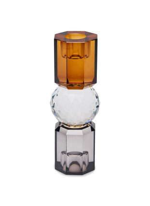 Candle holder in crystal glass, Brown/Smoke Comb, Packshot image number 1