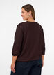 Blouse with vertical texture and glitter thread, Brown, Model image number 2
