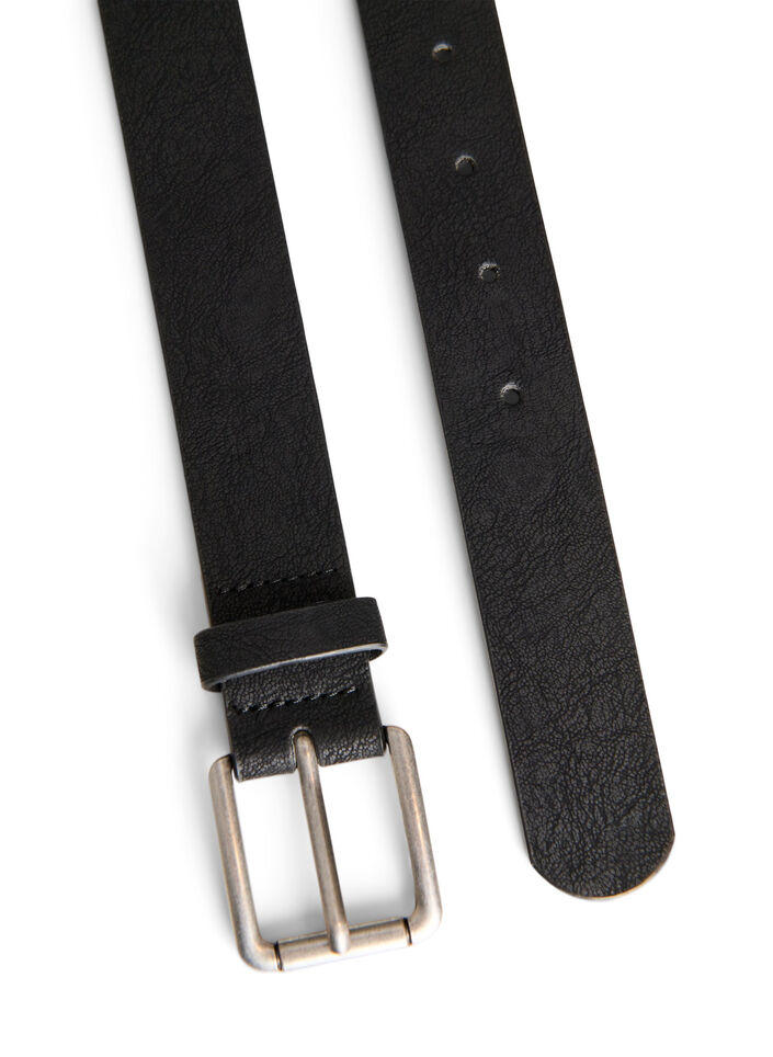 Belt in leather mix with classic buckle, Black, Packshot image number 2