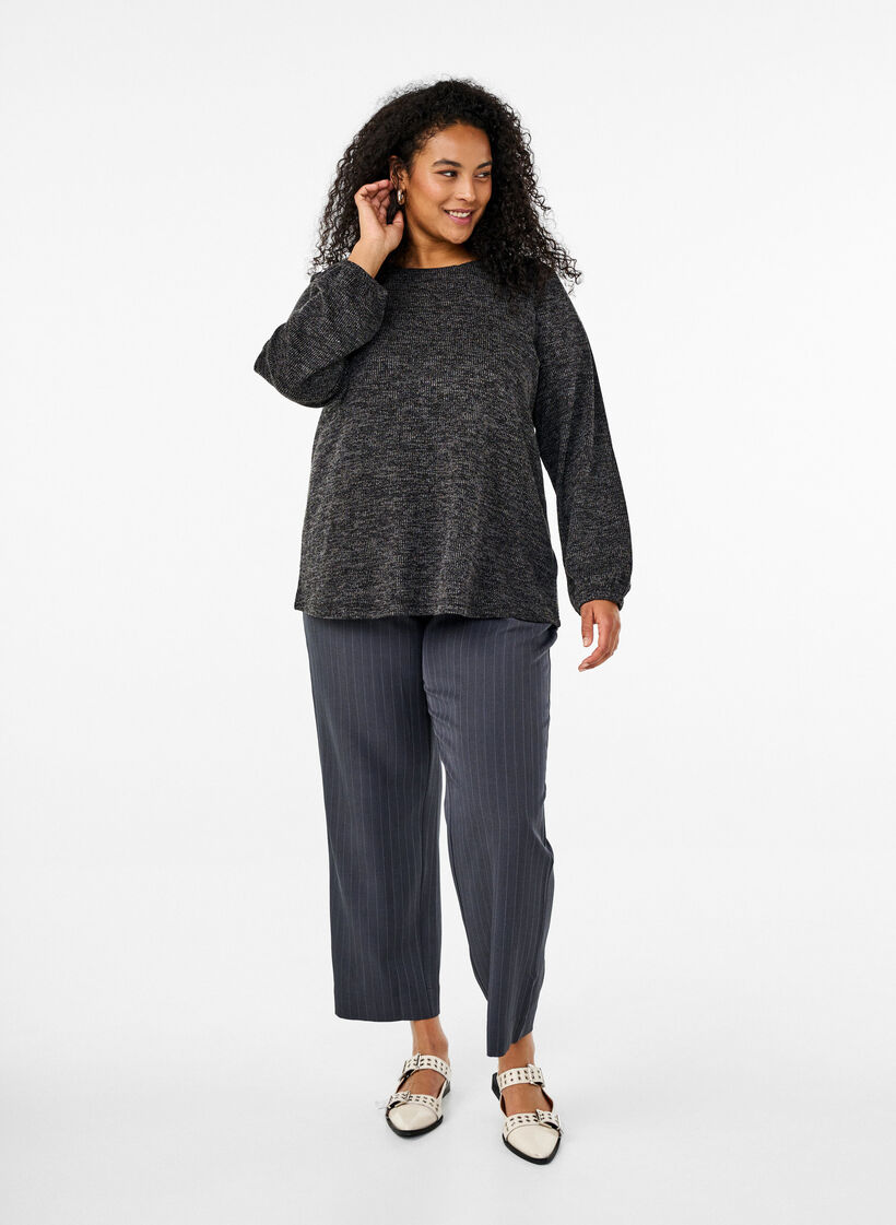 FLASH - Jersey blouse with long sleeves, Grey, Model image number 1