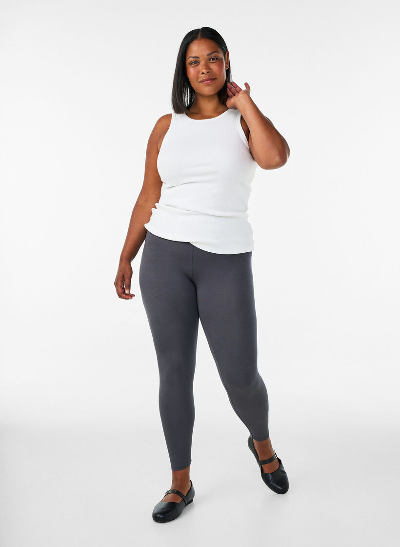 Basic viscose leggings, Dark Grey, Model image number 1