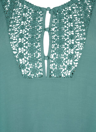 Viscose blouse with 1/2 sleeves and embroidery detail, Sea Pine, Packshot image number 2