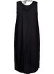 Sleeveless cotton blend dress with linen, Black, Packshot image number 1