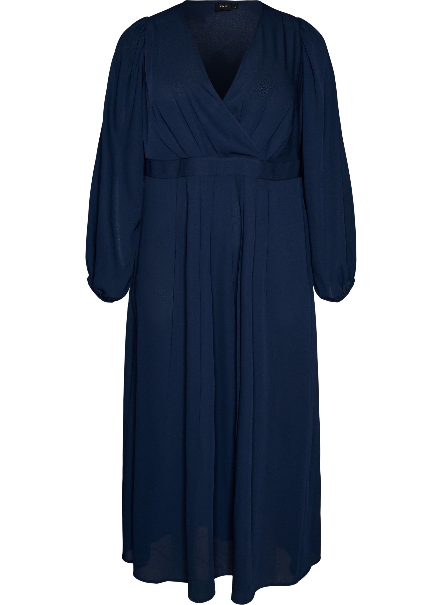 Maxi dress with a wrap-over neckline and long sleeves