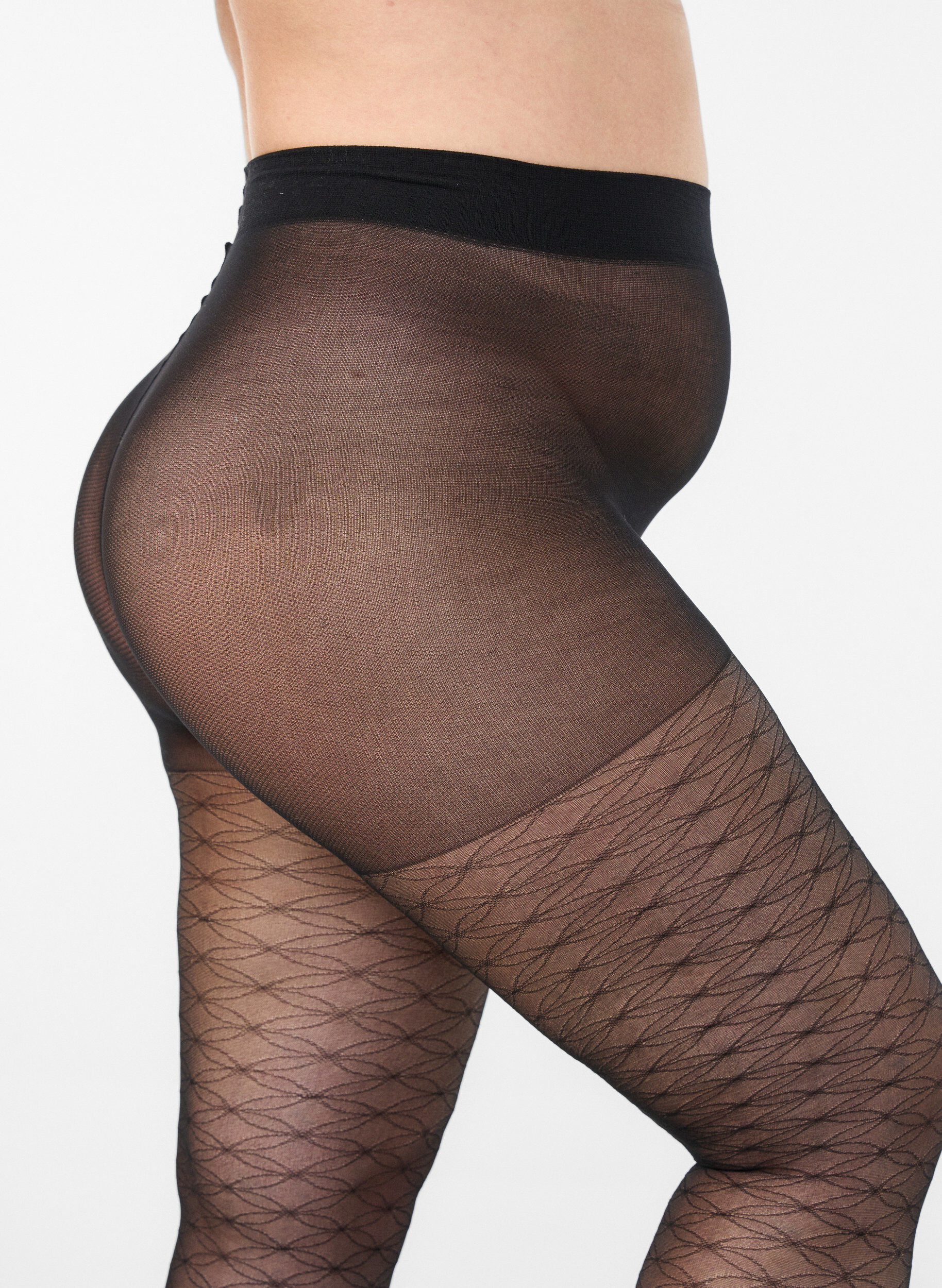 Zizzifashion Patterned tights 25 denier, Black, Packshot image number 2