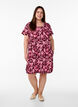 Short-sleeved cotton dress with print, Dark Bordeaux, Model image number 1