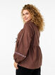 Blouse with open front and embroidered details, Brown, Model image number 2