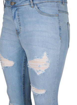 Slim fit jeans with abrasion details, Light Blue, Packshot image number 2