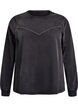 Sweatshirt with rhinestones and washed effect, Dark Grey, Packshot image number 0