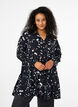 Tunic with print and ruffled collar, Black AOP Print, Model image number 0