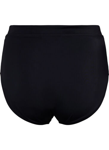 Solid colour bikini bottoms with high waist, Black, Packshot image number 1