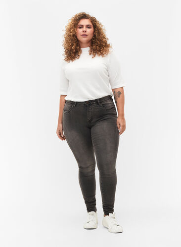 Super slim Amy jeans with high waist, Dark Grey Denim, Model image number 0