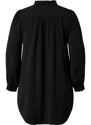 Long-sleeved tunica with ruffle collar, Black, Packshot image number 1