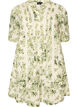 Short viscose dress with lace trim and A-line cut, Green, Packshot image number 0