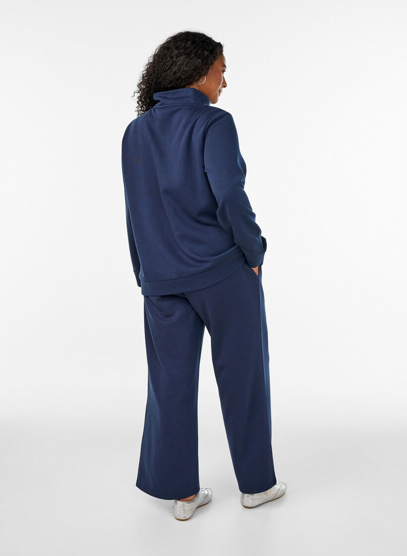 High-waisted sweatpants with wide legs, Blue, Model image number 1