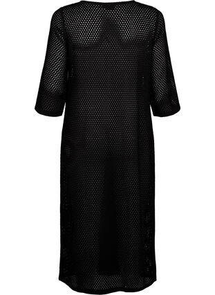 3/4 sleeve dress with knitted lace pattern, Black, Packshot image number 1