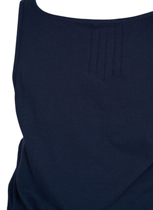 Block coloured cotton top with elastic along the bottom, Navy Blazer, Packshot image number 3