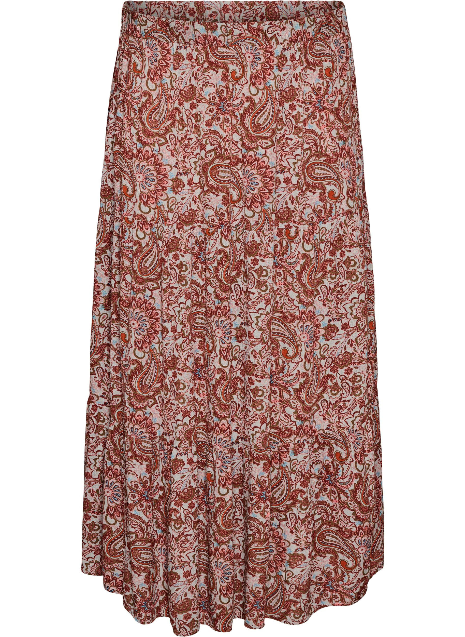 ZizzifashionLong skirt with elasticated waist, Red, Packshot image number 0