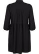 Knee-length dress with embroidery and 3/4 sleeves, Black, Packshot image number 1