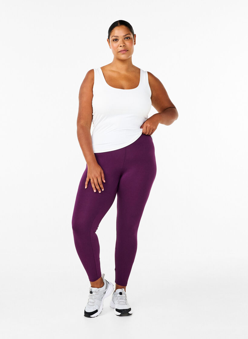 Basic leggings in viscose, Purple, Model image number 1