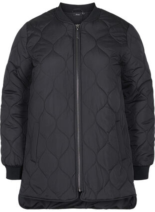 Quilted thermal jacket with zip, Black, Packshot image number 0