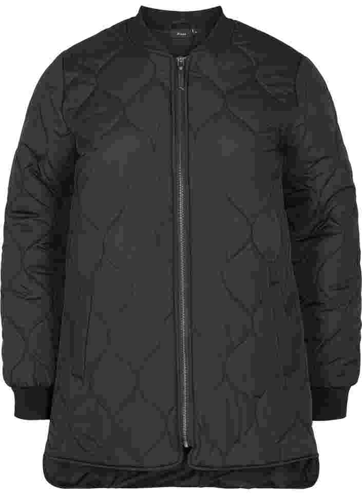 Quilted thermal jacket with zip, Black, Packshot image number 0