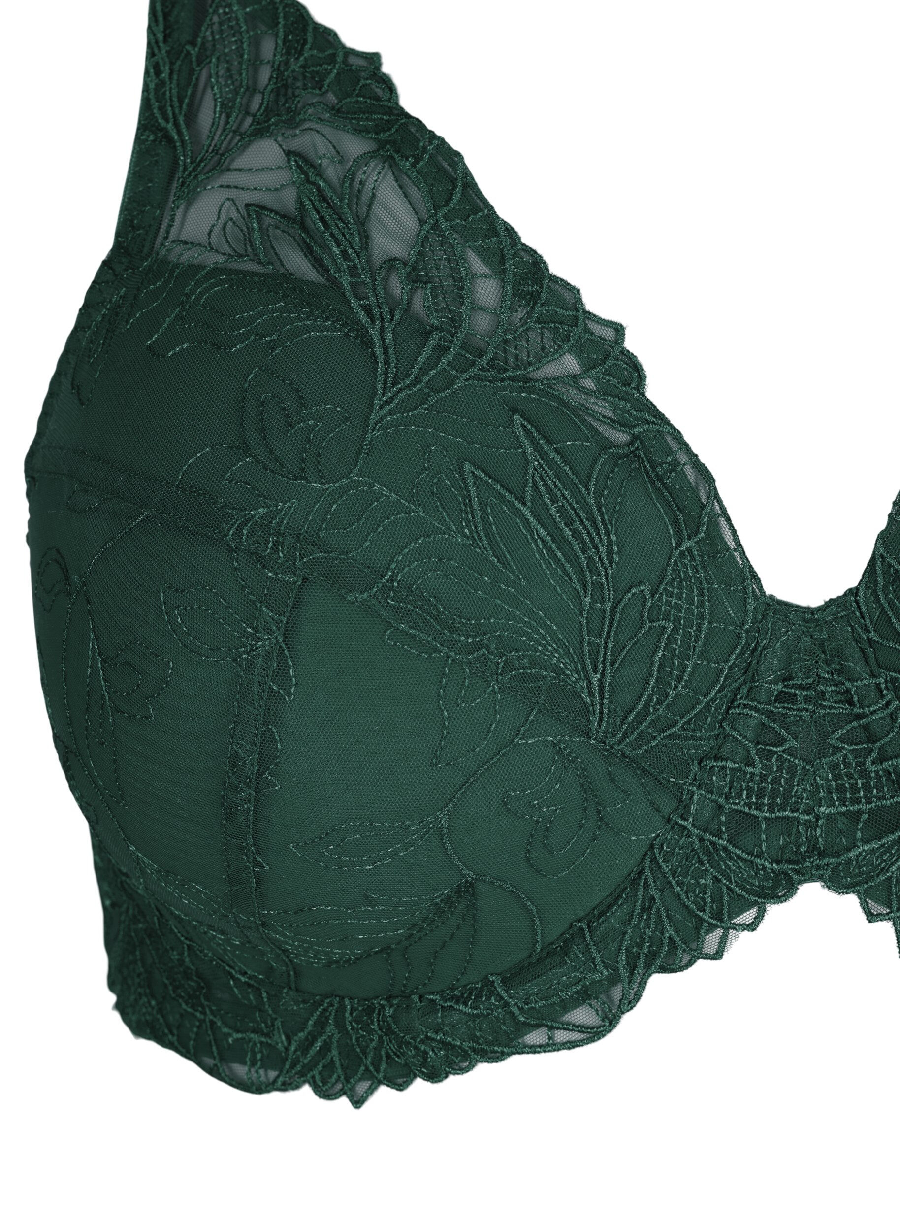 Zizzifashion Padded lace bra with underwire, Green, Packshot image number 2